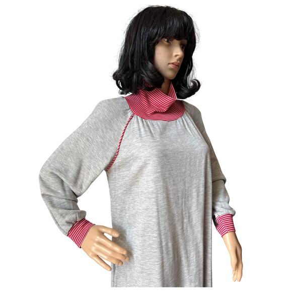 American Vintage Sears JR Bazaar turtleneck maxi dress sleeved gray red medium - Picture 2 of 16